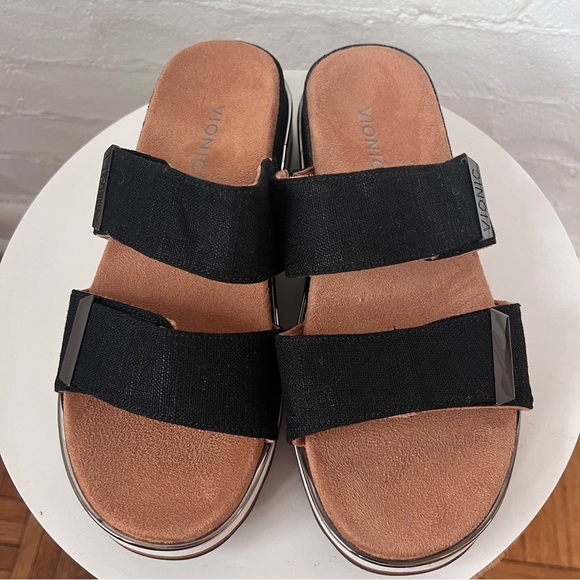 Vionic Brandie Linen Platform Slide Sandals Black Comfort Orthopedic Shoes NWOT - Picture 11 of 14